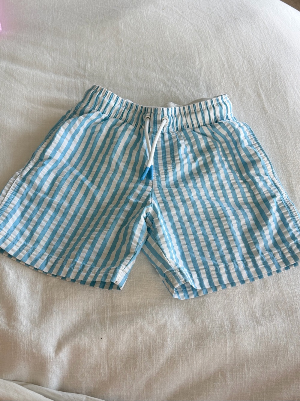 Cat & Jack Blue and White Striped Swim Trunks